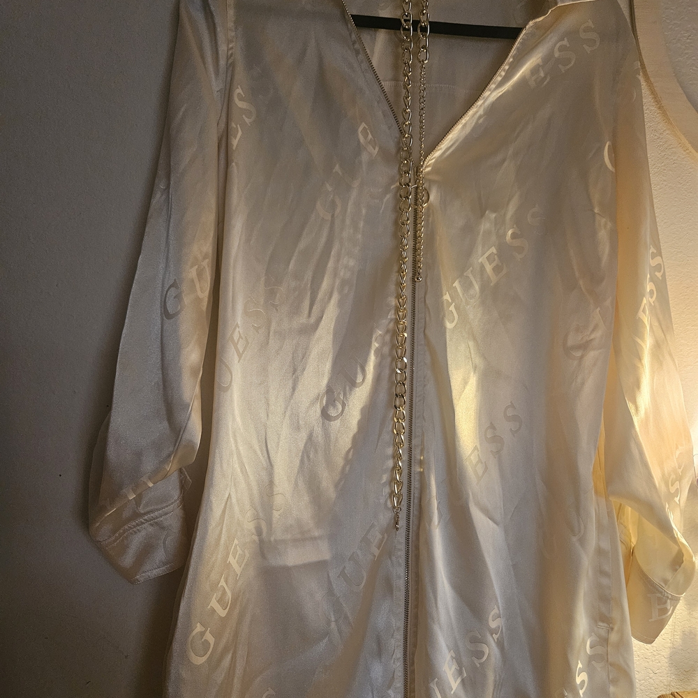 Guess Cream Satin Dress with Gold Chain - Picture 2 of 6